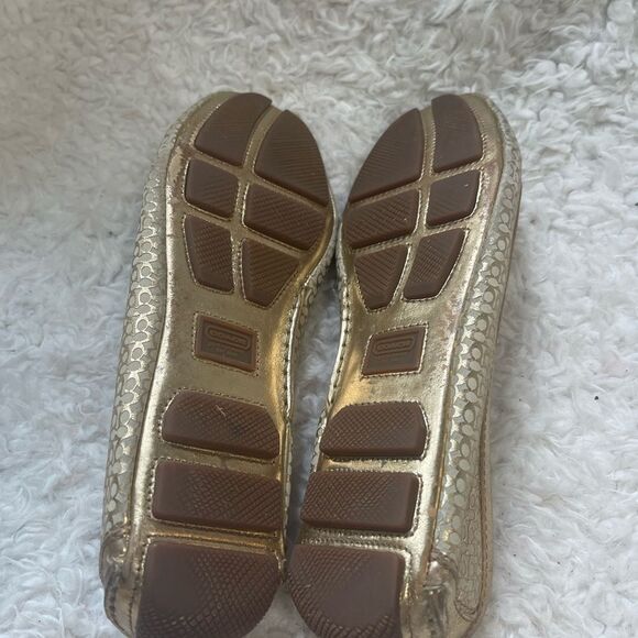 Coach Valari logo leather gold ballerina flats SZ8.5. - Picture 7 of 11